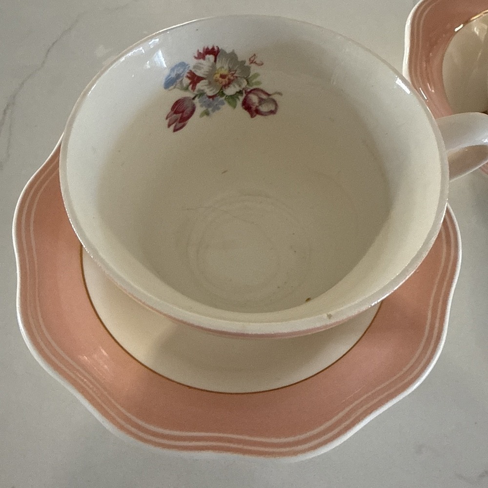 Vintage French Saxon China Co Demitasse Tea Cups & Saucers Set 2 Replacement - Picture 2 of 14
